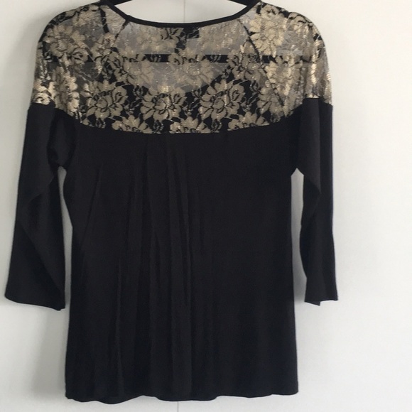 INC black top with gold and black lace - Picture 3 of 8